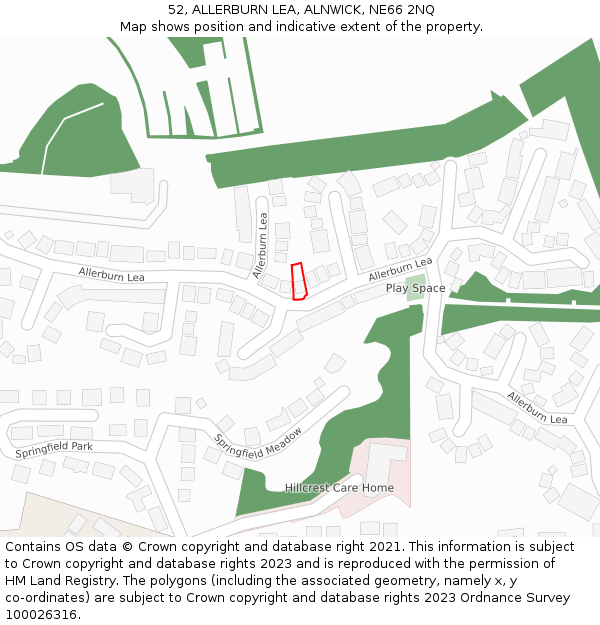 52, ALLERBURN LEA, ALNWICK, NE66 2NQ: Location map and indicative extent of plot