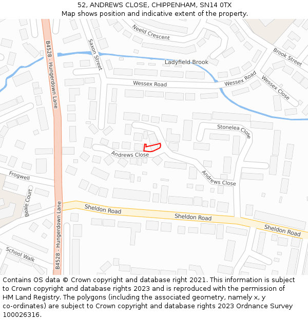 52, ANDREWS CLOSE, CHIPPENHAM, SN14 0TX: Location map and indicative extent of plot