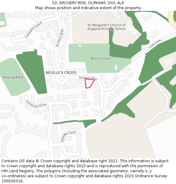 52, ARCHERY RISE, DURHAM, DH1 4LA: Location map and indicative extent of plot