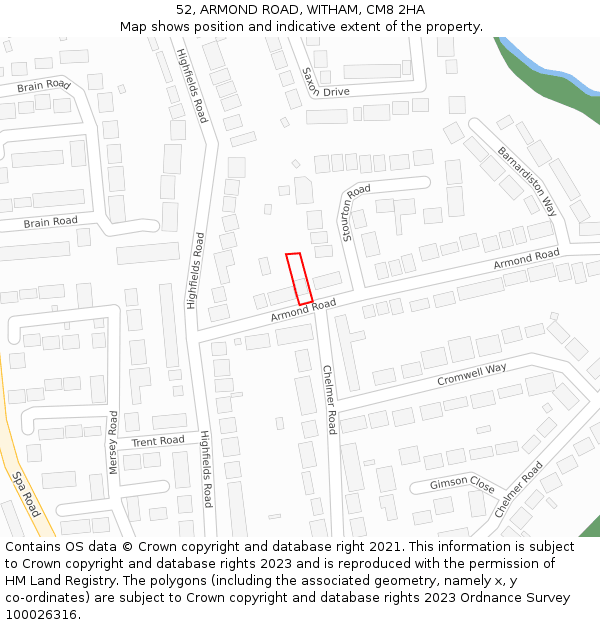 52, ARMOND ROAD, WITHAM, CM8 2HA: Location map and indicative extent of plot