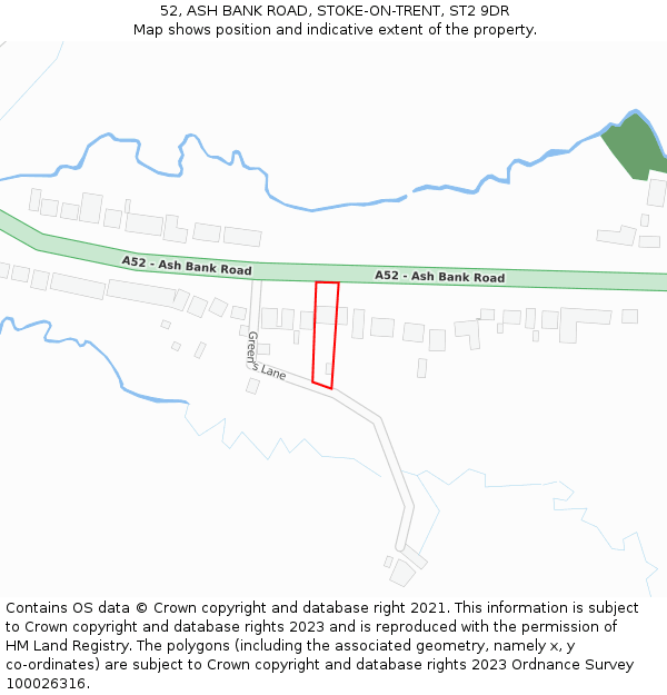 52, ASH BANK ROAD, STOKE-ON-TRENT, ST2 9DR: Location map and indicative extent of plot