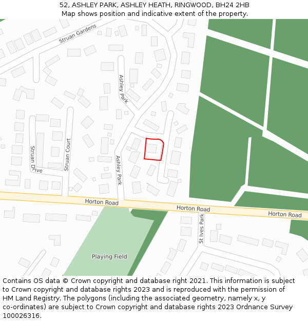 52, ASHLEY PARK, ASHLEY HEATH, RINGWOOD, BH24 2HB: Location map and indicative extent of plot