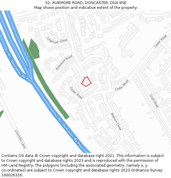 52, AVIEMORE ROAD, DONCASTER, DN4 9NE: Location map and indicative extent of plot