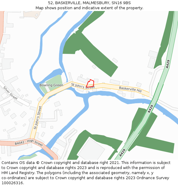 52, BASKERVILLE, MALMESBURY, SN16 9BS: Location map and indicative extent of plot