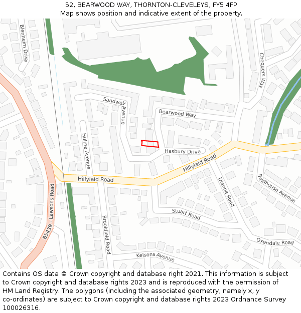 52, BEARWOOD WAY, THORNTON-CLEVELEYS, FY5 4FP: Location map and indicative extent of plot