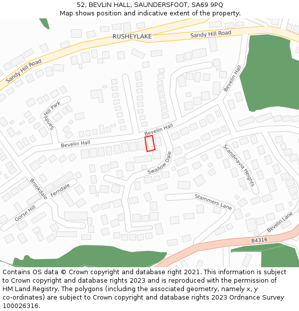 52, BEVLIN HALL, SAUNDERSFOOT, SA69 9PQ: Location map and indicative extent of plot