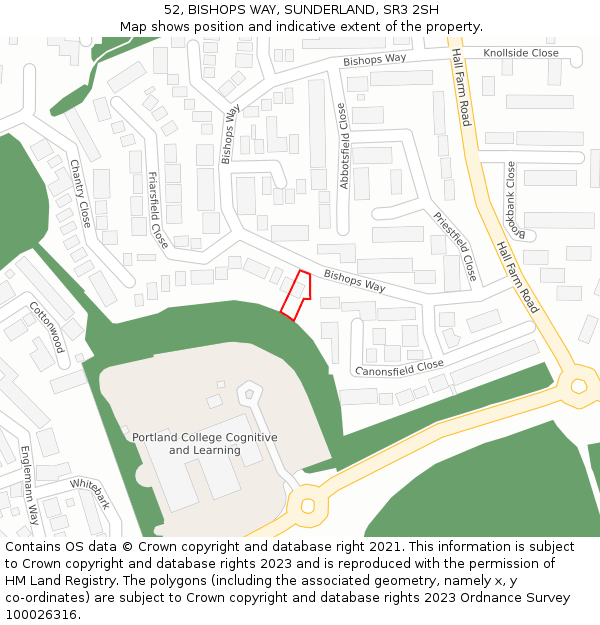 52, BISHOPS WAY, SUNDERLAND, SR3 2SH: Location map and indicative extent of plot