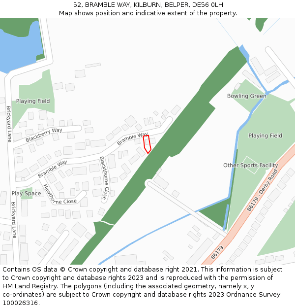 52, BRAMBLE WAY, KILBURN, BELPER, DE56 0LH: Location map and indicative extent of plot