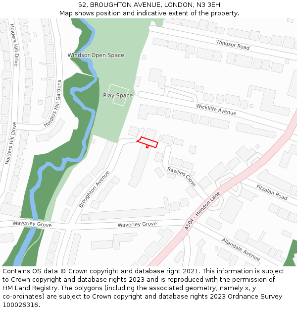 52, BROUGHTON AVENUE, LONDON, N3 3EH: Location map and indicative extent of plot