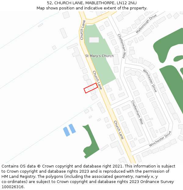 52, CHURCH LANE, MABLETHORPE, LN12 2NU: Location map and indicative extent of plot