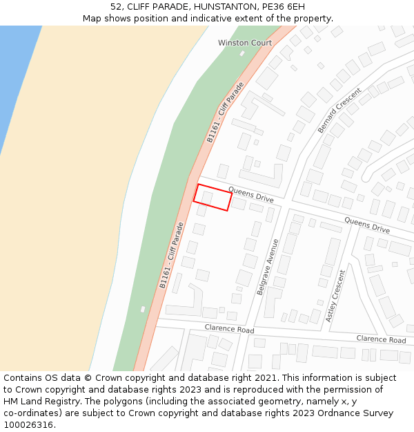 52, CLIFF PARADE, HUNSTANTON, PE36 6EH: Location map and indicative extent of plot