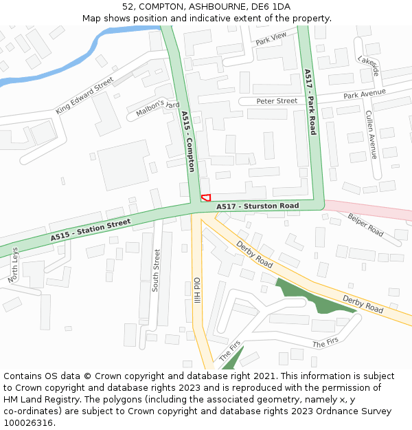 52, COMPTON, ASHBOURNE, DE6 1DA: Location map and indicative extent of plot