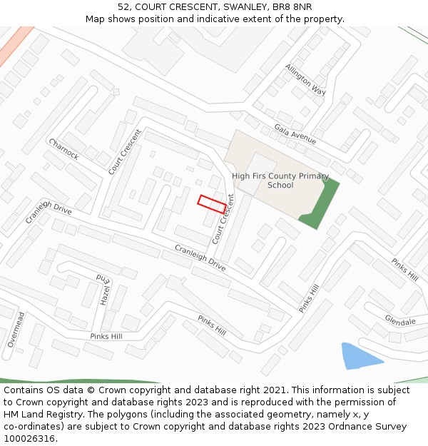 52, COURT CRESCENT, SWANLEY, BR8 8NR: Location map and indicative extent of plot