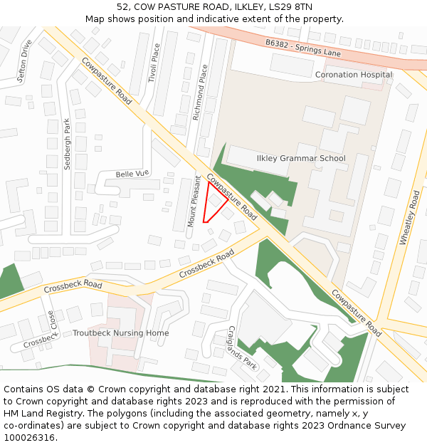 52, COW PASTURE ROAD, ILKLEY, LS29 8TN: Location map and indicative extent of plot