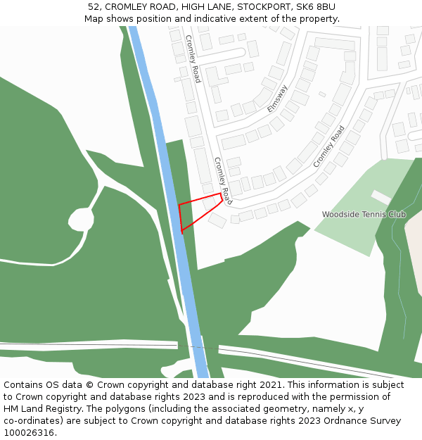 52, CROMLEY ROAD, HIGH LANE, STOCKPORT, SK6 8BU: Location map and indicative extent of plot