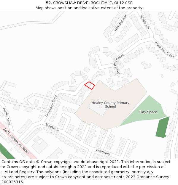 52, CROWSHAW DRIVE, ROCHDALE, OL12 0SR: Location map and indicative extent of plot
