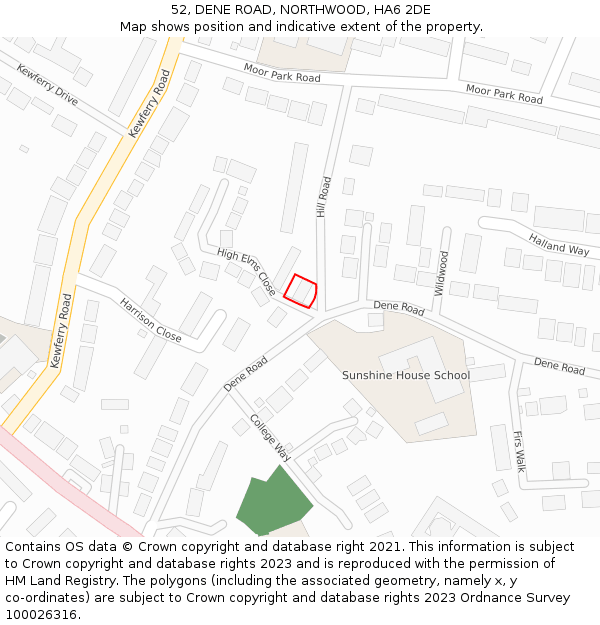 52, DENE ROAD, NORTHWOOD, HA6 2DE: Location map and indicative extent of plot
