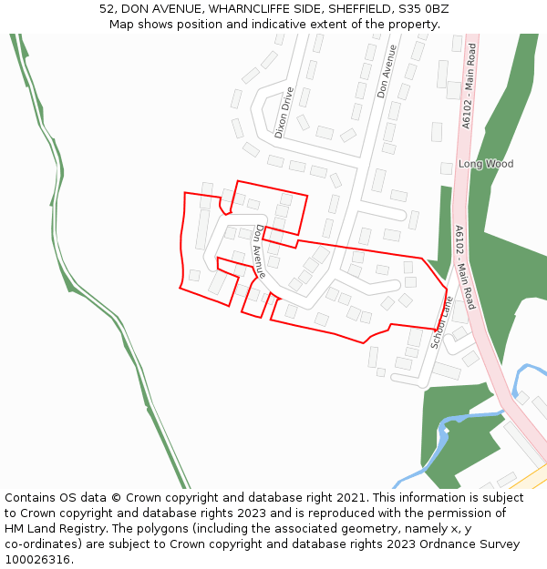 52, DON AVENUE, WHARNCLIFFE SIDE, SHEFFIELD, S35 0BZ: Location map and indicative extent of plot