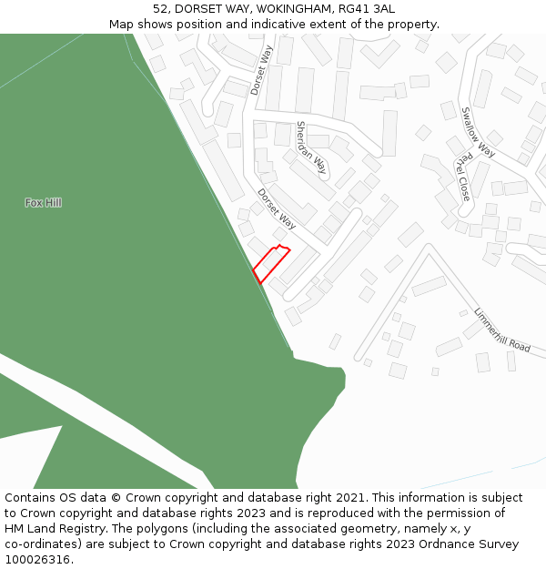 52, DORSET WAY, WOKINGHAM, RG41 3AL: Location map and indicative extent of plot