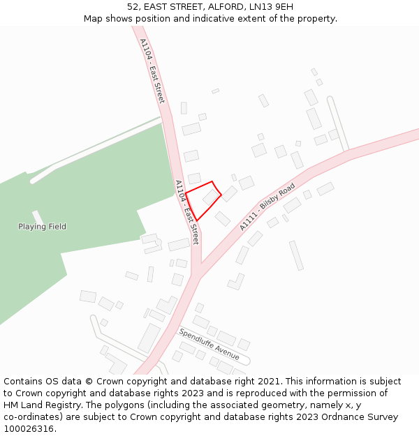 52, EAST STREET, ALFORD, LN13 9EH: Location map and indicative extent of plot