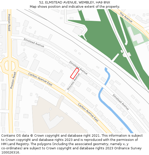 52, ELMSTEAD AVENUE, WEMBLEY, HA9 8NX: Location map and indicative extent of plot