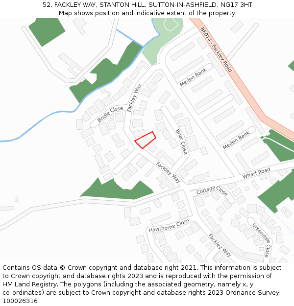 52, FACKLEY WAY, STANTON HILL, SUTTON-IN-ASHFIELD, NG17 3HT: Location map and indicative extent of plot