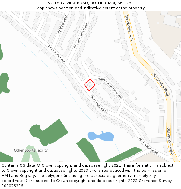 52, FARM VIEW ROAD, ROTHERHAM, S61 2AZ: Location map and indicative extent of plot