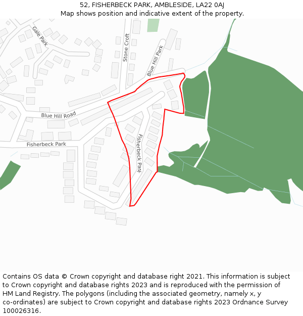 52, FISHERBECK PARK, AMBLESIDE, LA22 0AJ: Location map and indicative extent of plot
