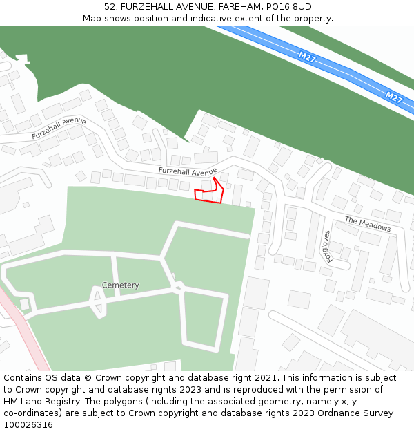 52, FURZEHALL AVENUE, FAREHAM, PO16 8UD: Location map and indicative extent of plot