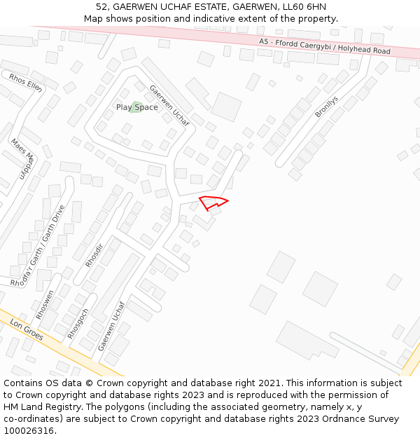 52, GAERWEN UCHAF ESTATE, GAERWEN, LL60 6HN: Location map and indicative extent of plot