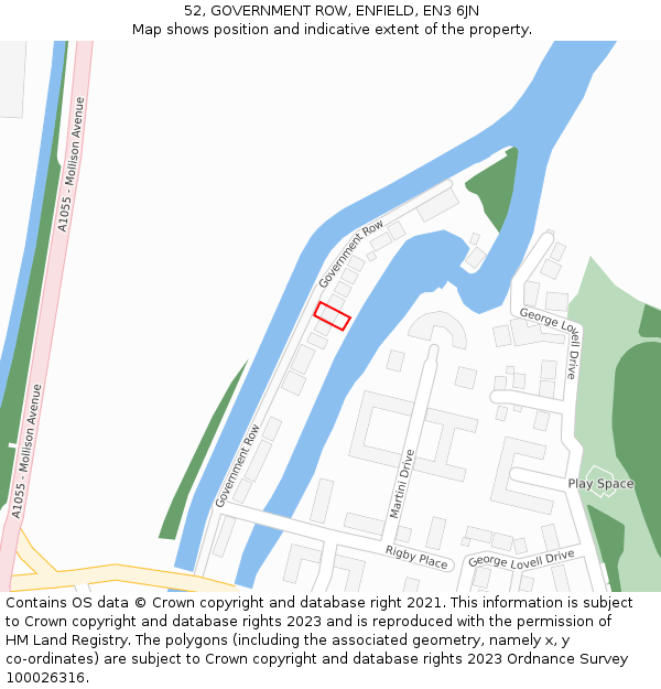 52, GOVERNMENT ROW, ENFIELD, EN3 6JN: Location map and indicative extent of plot