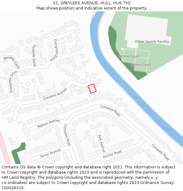 52, GREYLEES AVENUE, HULL, HU6 7YG: Location map and indicative extent of plot