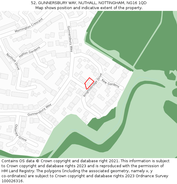 52, GUNNERSBURY WAY, NUTHALL, NOTTINGHAM, NG16 1QD: Location map and indicative extent of plot