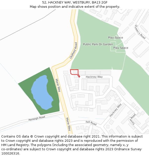 52, HACKNEY WAY, WESTBURY, BA13 2GF: Location map and indicative extent of plot