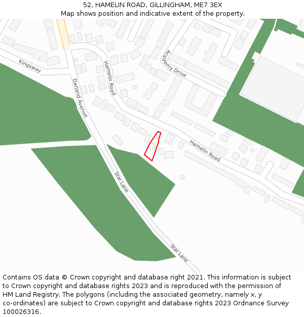 52, HAMELIN ROAD, GILLINGHAM, ME7 3EX: Location map and indicative extent of plot