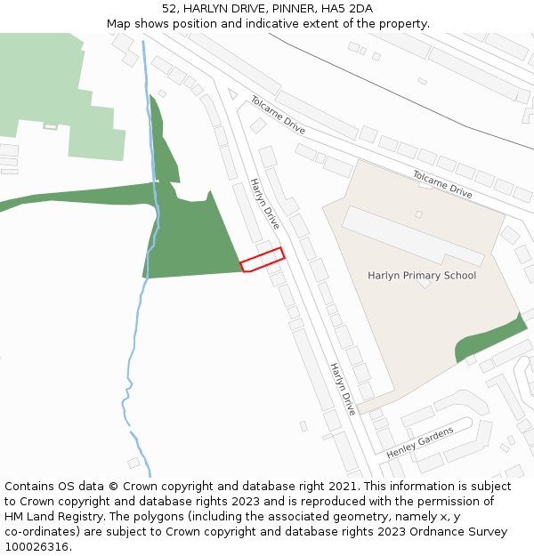 52, HARLYN DRIVE, PINNER, HA5 2DA: Location map and indicative extent of plot