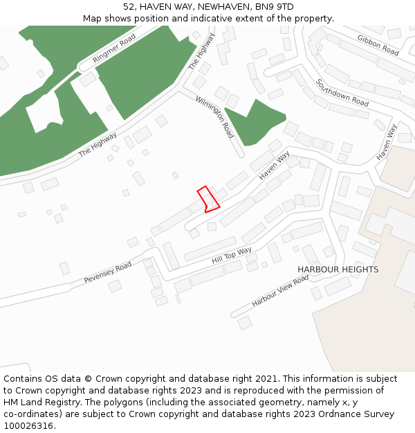 52, HAVEN WAY, NEWHAVEN, BN9 9TD: Location map and indicative extent of plot