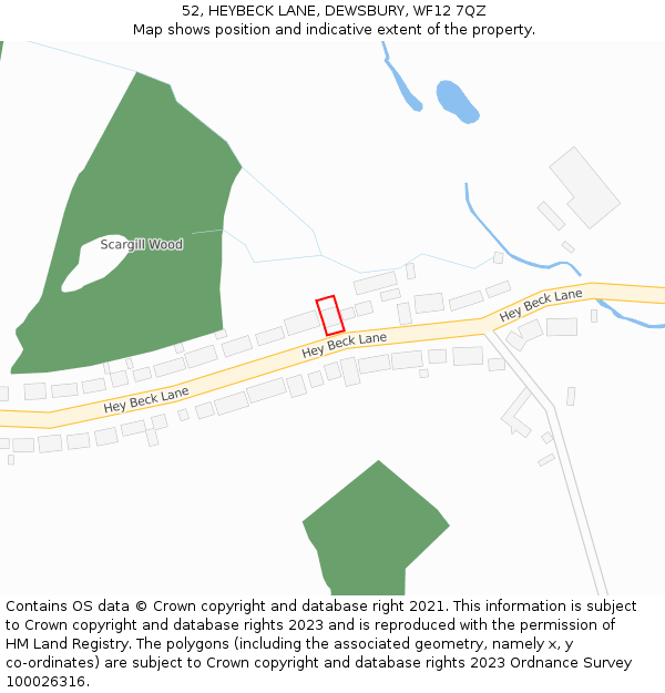 52, HEYBECK LANE, DEWSBURY, WF12 7QZ: Location map and indicative extent of plot