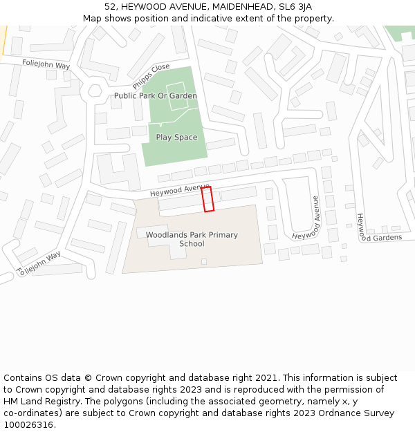 52, HEYWOOD AVENUE, MAIDENHEAD, SL6 3JA: Location map and indicative extent of plot