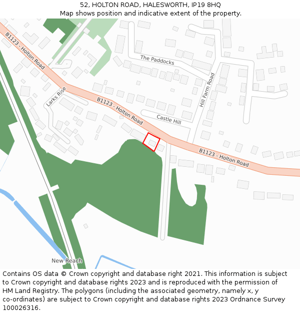 52, HOLTON ROAD, HALESWORTH, IP19 8HQ: Location map and indicative extent of plot