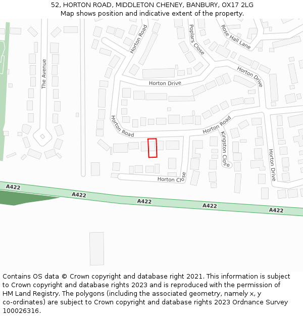 52, HORTON ROAD, MIDDLETON CHENEY, BANBURY, OX17 2LG: Location map and indicative extent of plot