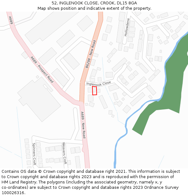 52, INGLENOOK CLOSE, CROOK, DL15 8GA: Location map and indicative extent of plot