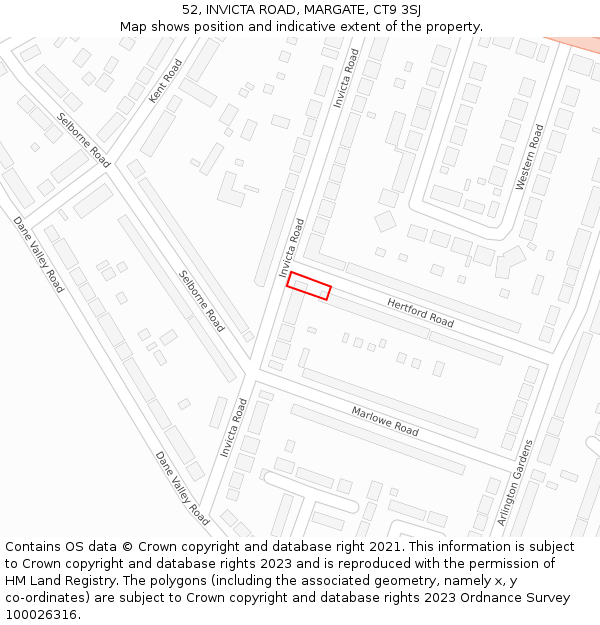 52, INVICTA ROAD, MARGATE, CT9 3SJ: Location map and indicative extent of plot