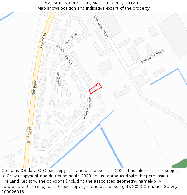 52, JACKLIN CRESCENT, MABLETHORPE, LN12 1JH: Location map and indicative extent of plot