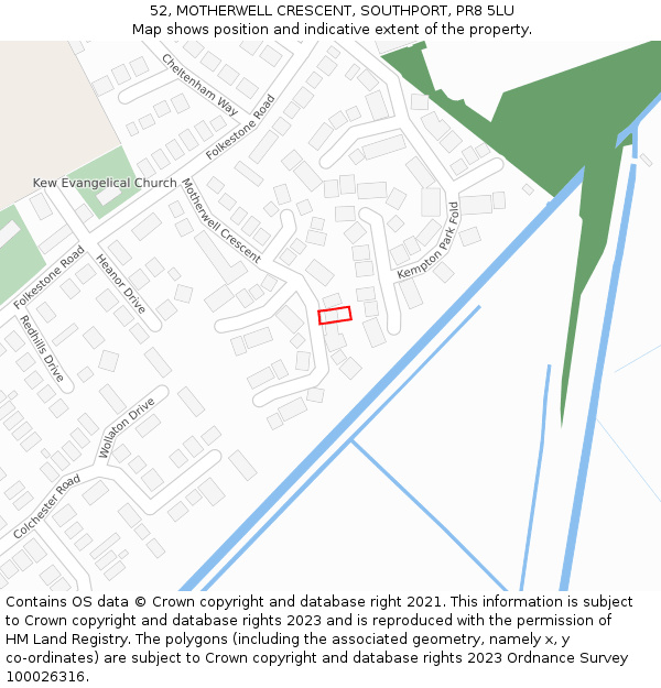 52, MOTHERWELL CRESCENT, SOUTHPORT, PR8 5LU: Location map and indicative extent of plot