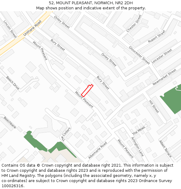 52, MOUNT PLEASANT, NORWICH, NR2 2DH: Location map and indicative extent of plot