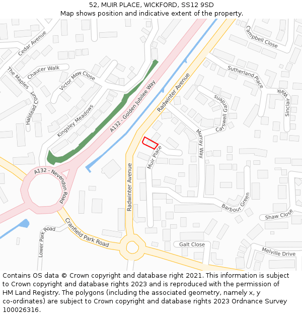 52, MUIR PLACE, WICKFORD, SS12 9SD: Location map and indicative extent of plot