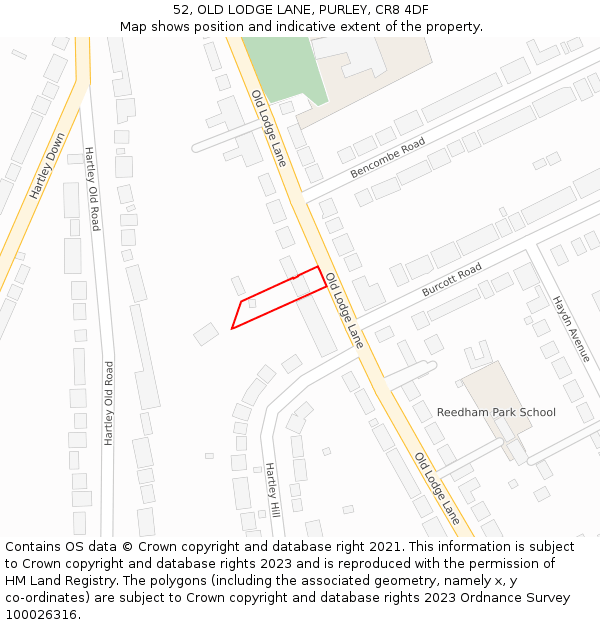 52, OLD LODGE LANE, PURLEY, CR8 4DF: Location map and indicative extent of plot