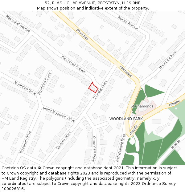 52, PLAS UCHAF AVENUE, PRESTATYN, LL19 9NR: Location map and indicative extent of plot