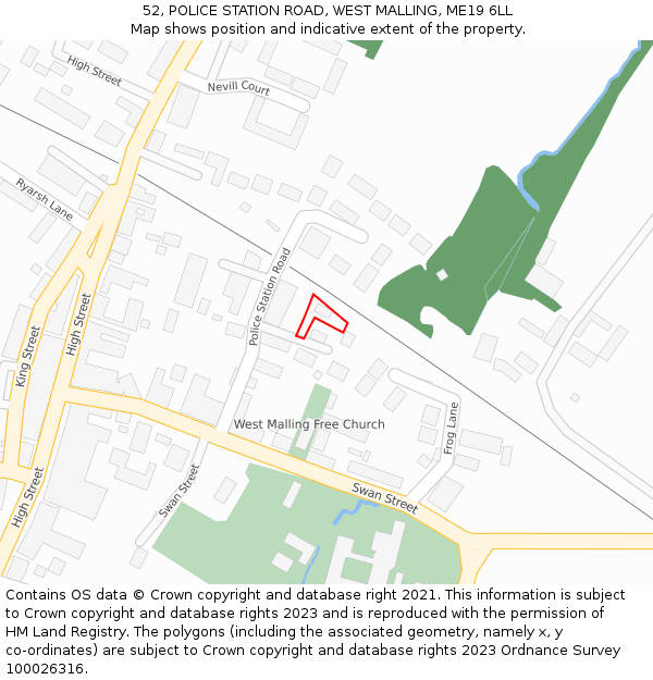 52, POLICE STATION ROAD, WEST MALLING, ME19 6LL: Location map and indicative extent of plot